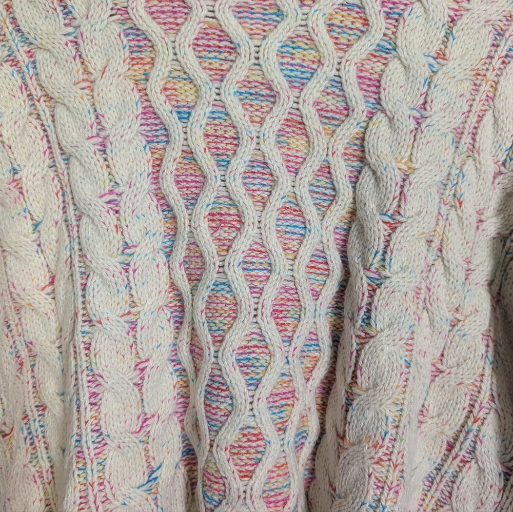 Vero Moda Danerys Multicolor Cable Knit Mock Neck Wide Sleeve Sweater XL NWT - Picture 3 of 9